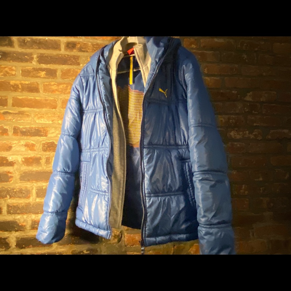 Puma fake double layer hooded puffer jacket